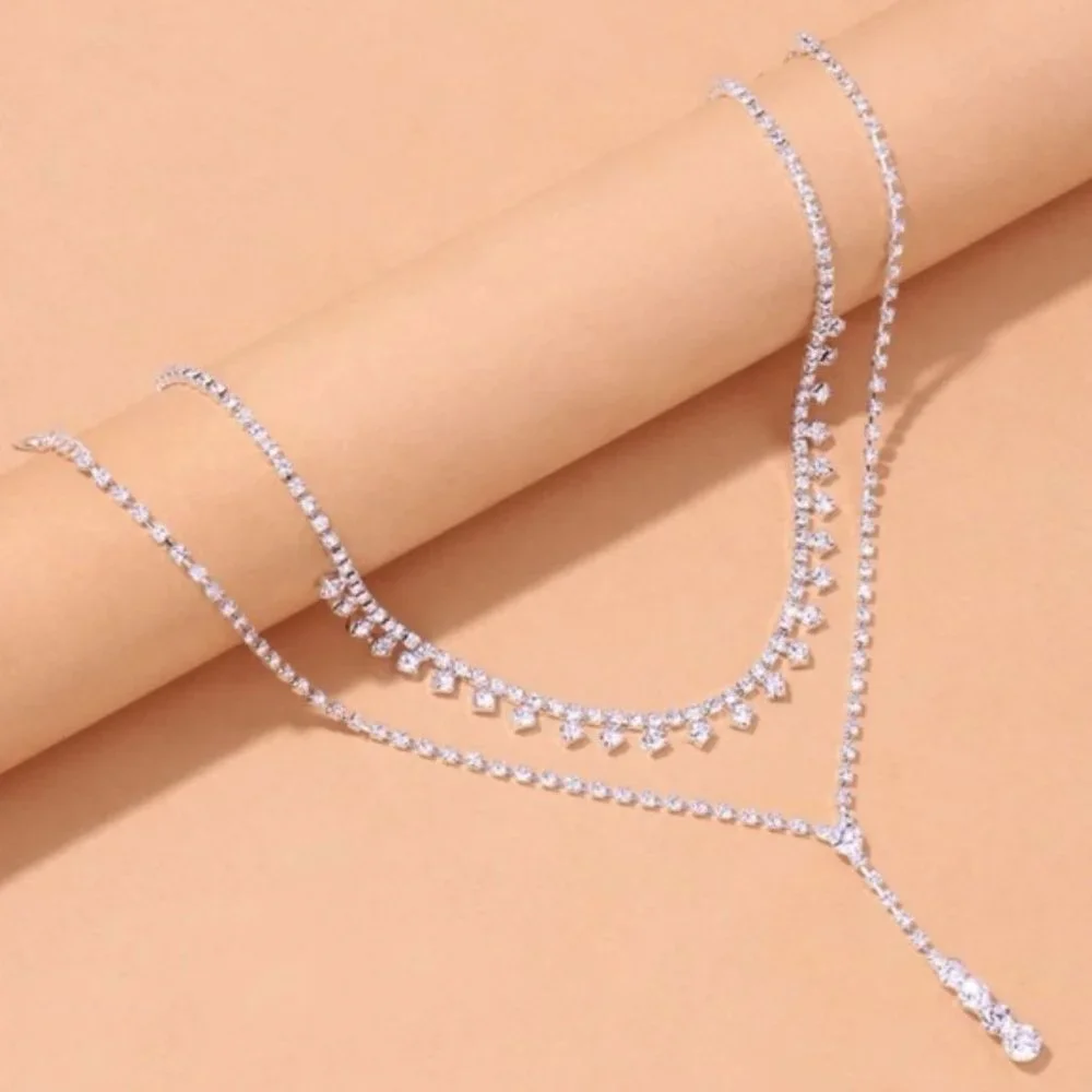 Dazzling Duets Rhinestone Necklace Set - Picture 1 of 2